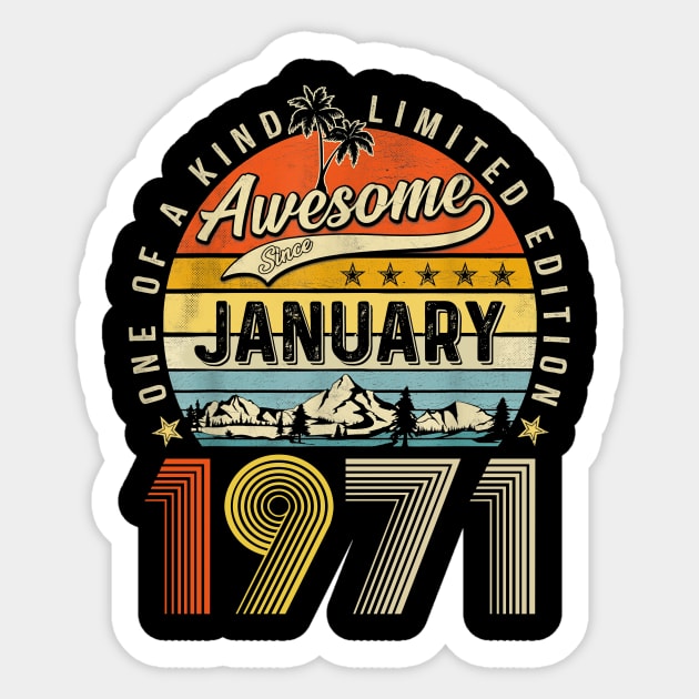 Awesome Since January 1971 Vintage 52nd Birthday Sticker by PlumleelaurineArt